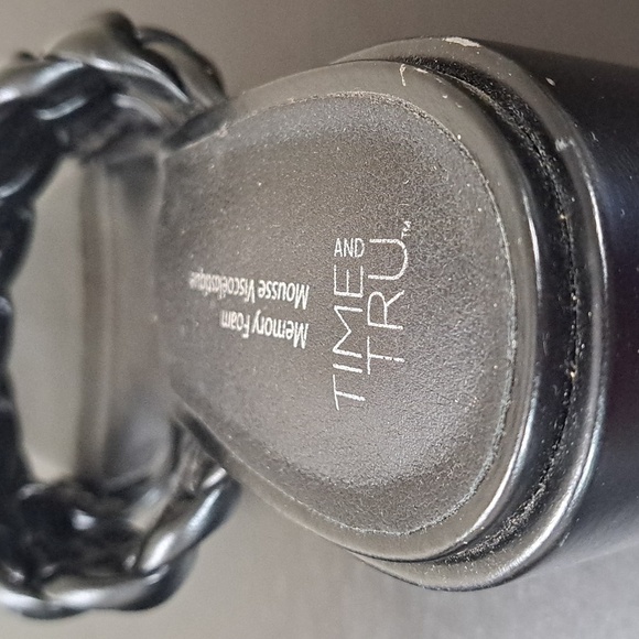 Sandals Time and Tru Women's Black Braided Slip on Heeled Memory Foam Size 9 - Picture 9 of 11